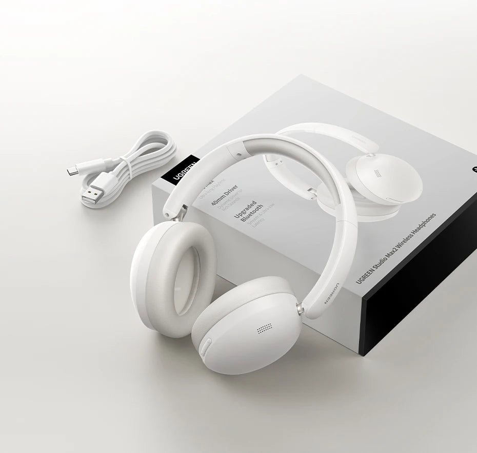 Headphones UGREEN Studio Max2 – Bluetooth, até 80h de Autonomia, Microfone Integrado, Compatíveis com App Headphones UGREEN Studio Max2 – Bluetooth, até 80h de Autonomia, Microfone Integrado, Compatíveis com App